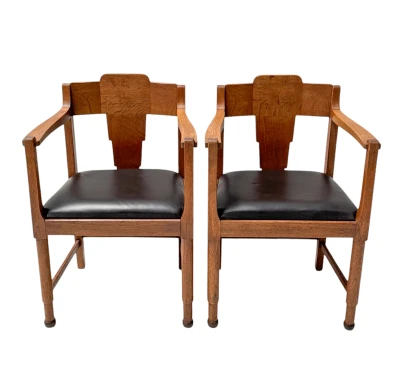 Two Art Deco Amsterdamse School Armchairs, by Frits Spanjaard, 1920s